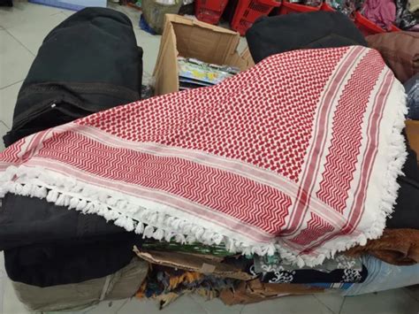 Keffiyeh Scarf Palestinian Shemagh Original Arab Kufiya White New Red