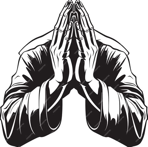 Heavenly Hands Black Icon Design of Praying Hands in Vector Prayerful ...