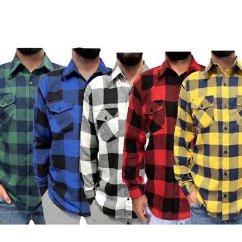 Camisa Xadrez Masculina Flanelada Blusa Social Manga Longa Bolso