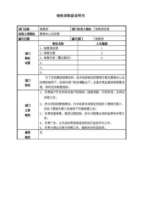 业务部门职能说明书模板文库 报告厅