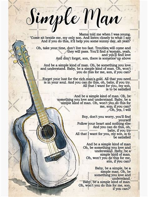 "Simple Man Lyrics Poster Gift - Simple Man Lyrics With Guitar" Poster by MagicatcoArt | Redbubble