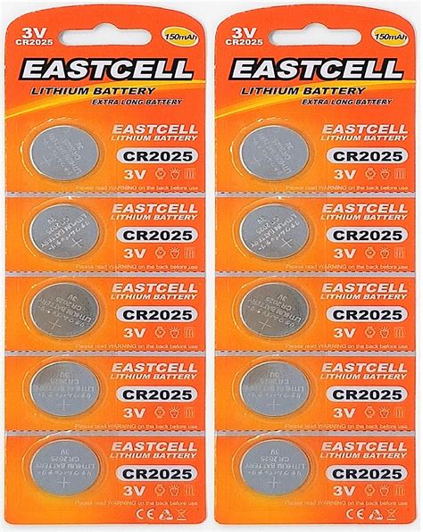 10 X CR2025 3V Lithium Knopfzelle 150 MAh EINWEG EASTCELL Amazon De