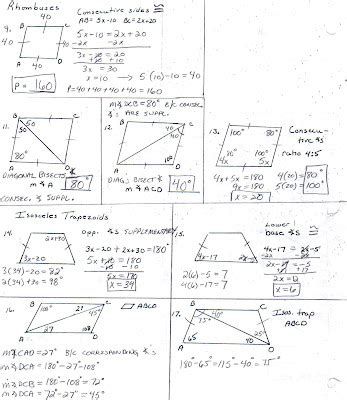 Hornell Math AB: Special Quadrilaterals Review Worksheet