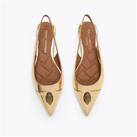 BELGRAVIA FLAT SLINGBACK Gold Patent Leather Slingback Flats by KURT