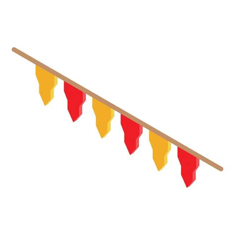 String Of Triangular Flags Is Hanging On A Rope For Decoration