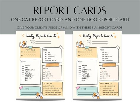 Pet Boardingsitting Report Card Template Editable Template Pet Report