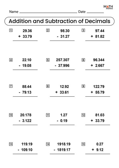 Adding And Subtracting Decimals Games Printable