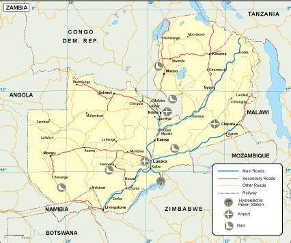 Zambia transportation map. EPS Illustrator Map | Vector World Maps