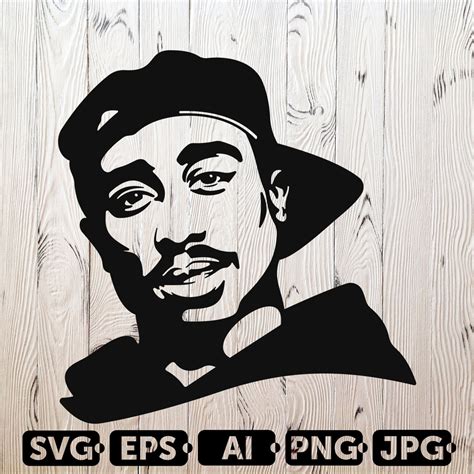 Pac Svg Cutting Files Rapper Digital Clip Art Tupac Etsy