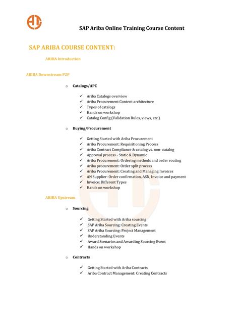 Ppt Sap Ariba Online Training Course Content Powerpoint Presentation