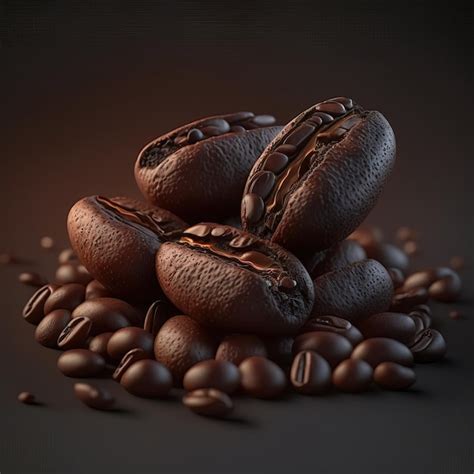 Premium Ai Image Roasted Coffee Beans Generative Ai