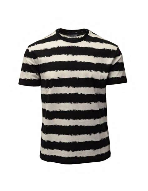 J Varvatos Mens Black And White Striped T Shirt