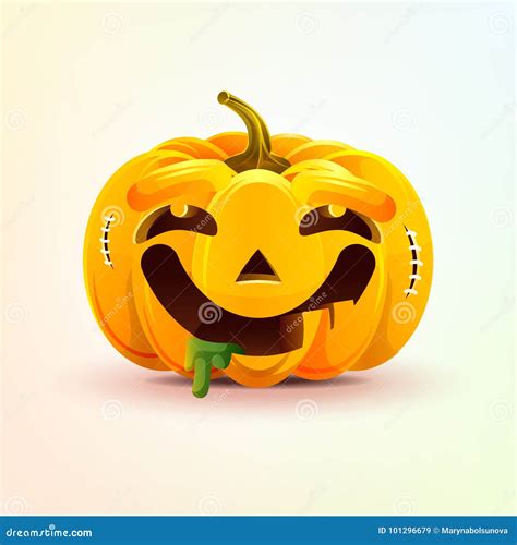 Jack O Lantern Facial Expression Pumpkin With Dreamily Smiling Smiley