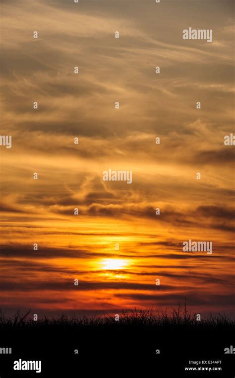 Dramatic Orange Sunset Stock Photo Alamy