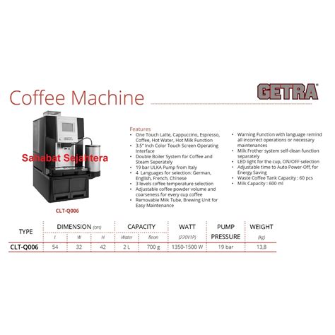 Jual Getra Coffee Dispenser Clt Q Dispenser Kopi Liter Shopee