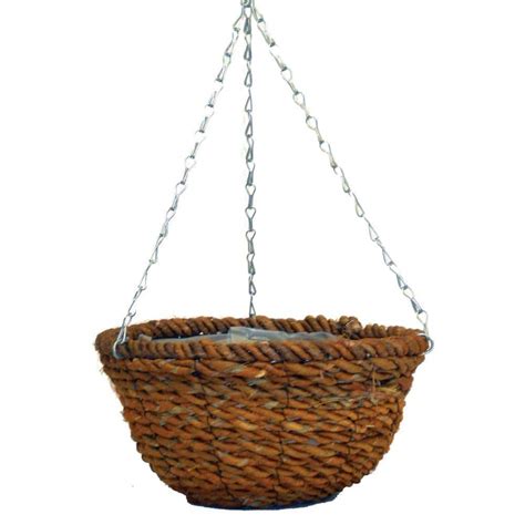 Pride Garden Products 12 In Rope Round Hanging Planter With Chain