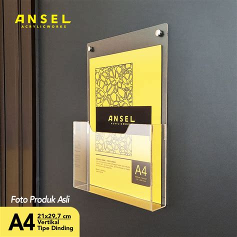 Ansel Tempat Brosur Akrilik Dinding Acrylic Flyer Holder A4 Vertikal