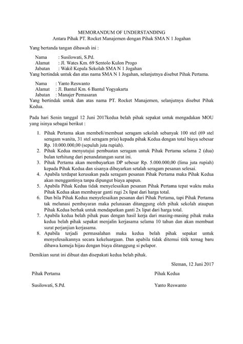 Contoh Mou Memorandum Of Understanding Dan Aturan Penulisan Kitalulus