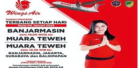 Wings Air Muara Teweh Banjarmasin Setiap Hari Mulai Januari