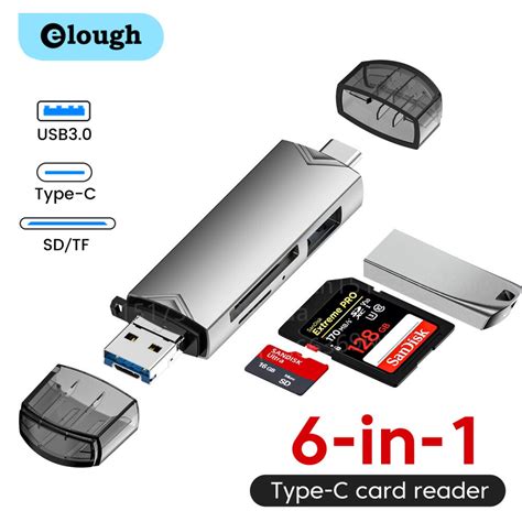 Đầu đọc Thẻ Nhớ Elough Otg Usb 3 0 Type C Usb Micro Usb Flash Tf Sd đa Năng 6 Trong 1