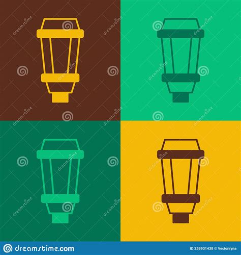 Pop Art Garden Light Lamp Icon Isolated On Color Background Solar