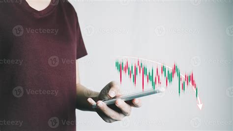 Investor Analyze Stock Chart By Smartphone Businesswoman Forecast Graph