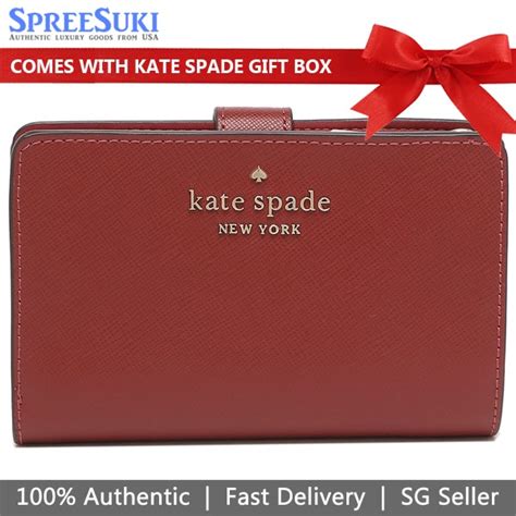 Kate Spade Wallet In Gift Box Medium Wallet Staci Saffiano Leather