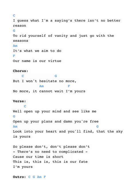 I'm yours by Jason Mraz ukulele chords - Free Sheet Music