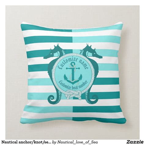 Nautical Anchorknotseahorsecustomize Name Aqua Throw Pillow Aqua