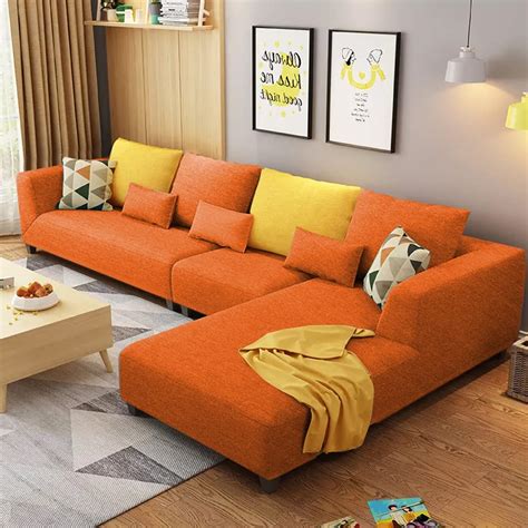 Casaliving Minta Rhs Seater L Shape Sofa Set For Living Room Orange