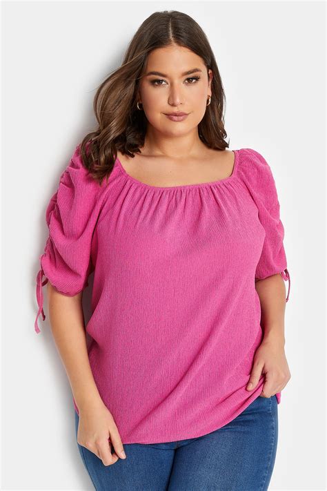 Yours Plus Size Pink Textured Bubble Hem Top Yours Clothing