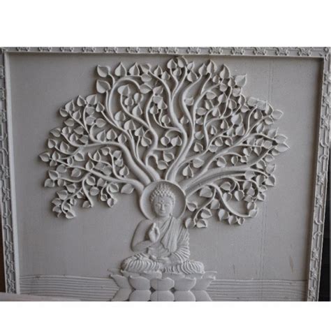 Matte Buddha Tree Carving Sandstone Slab For Cladding Thickness