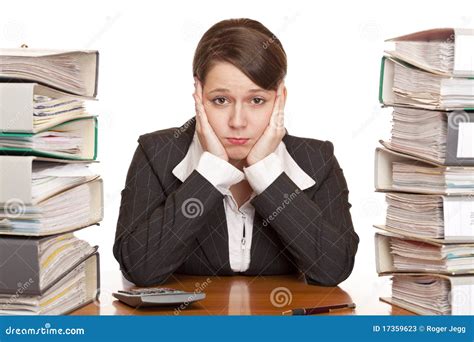 Frustrated Overworked Business Woman In Office Stock Photos Image