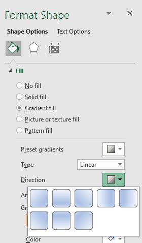 Add Gradient Fill to Shapes / Cells in Excel & Google Sheets - Automate ...