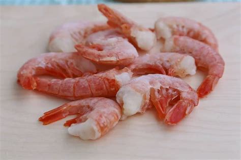 Pink Meat Of The Shrimps In Gritty After Freezing Before Preparing