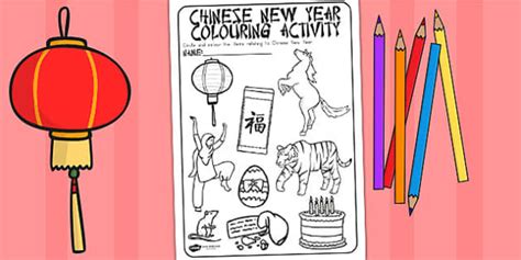 Chinese New Year Colouring Activity Twinkl