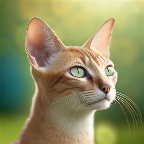 Un Gato Con Ojos Verdes Y Fondo Amarillo Foto Premium