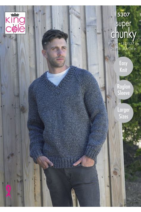 King Cole 5307 V Neck Cardigan And Sweater In Big Value Super Chunky Stormy Leaflet Wool