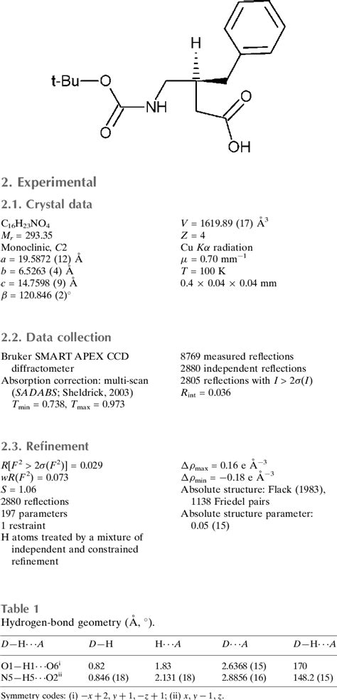 Table From Crystal Structure Of R Benzyl Tert Butoxycarbonyl