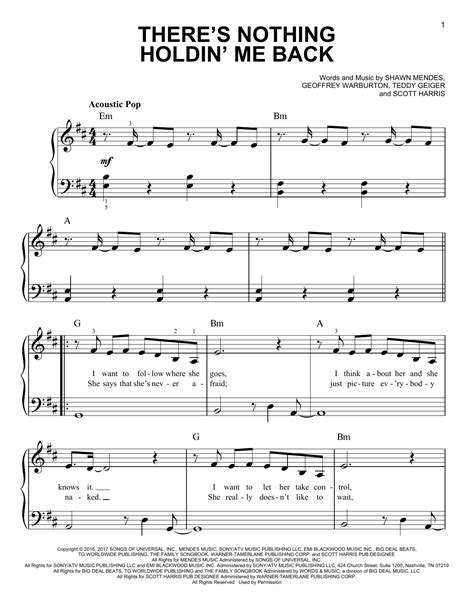 There S Nothing Holdin Me Back Easy Piano Print Sheet Music Now