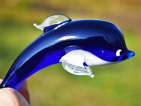 Glass Dolphin Figurine Sea Animals Glass Dolphins T For Etsy