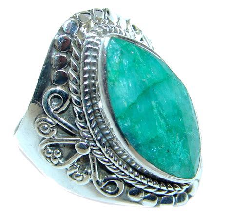 Stylish Emerald Sterling Silver ring; s. 8 3/4 - SilverRushStyle.com ...