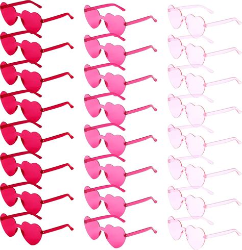 KINBOM 24pcs Heart Shaped Rimless Sunglasses Stylish Transparent