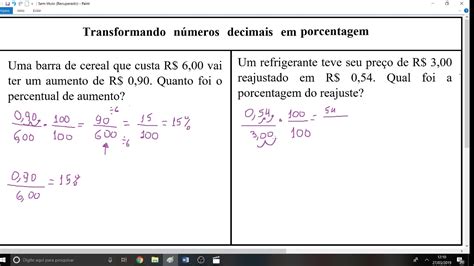 Transformando números decimais em porcentagem Vídeo 4 YouTube