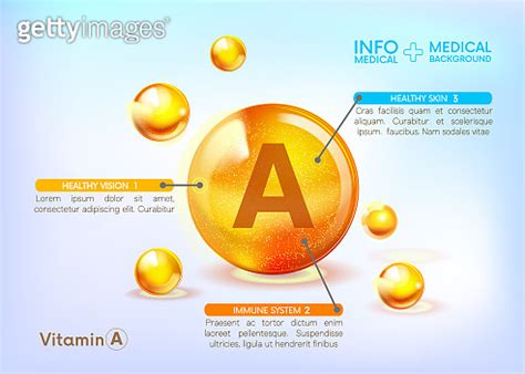 Vitamin A Gold Shining Icon Medical Infographics Ascorbic Acid