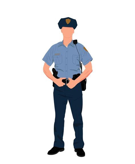 Male Police Officer Illustration Standing Policeman With Uniform