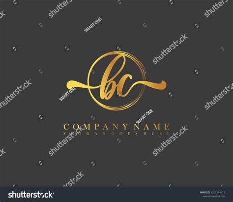 Bc Initial Handwriting Logo Circle Template Stock Vector Royalty Free