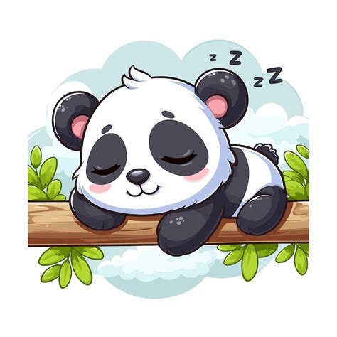 Vetor De Desenho Animado De Panda Dormindo Fofo Em Fundo Branco Vetor