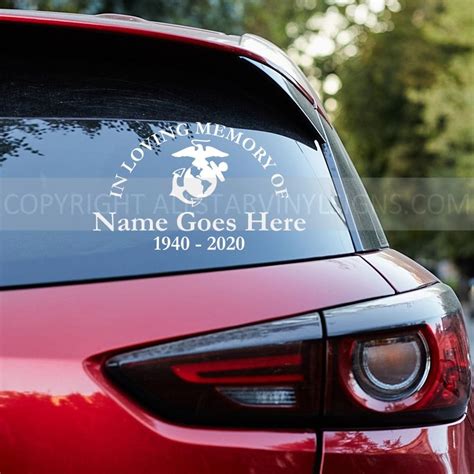 Marine corps block in loving memory decal military memorial window ...