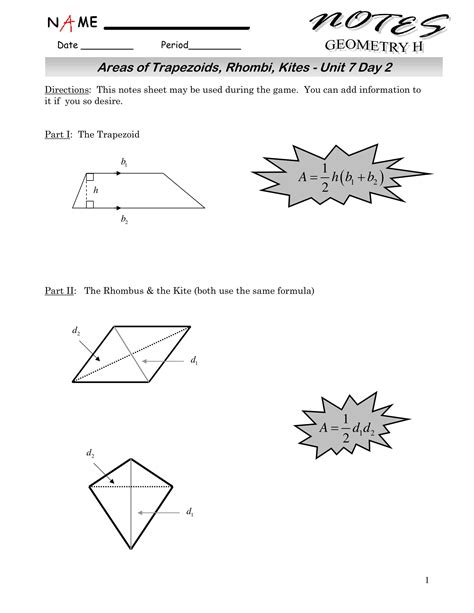 Area Of Rhombus And Kite Worksheet - Printable Kids Entertainment